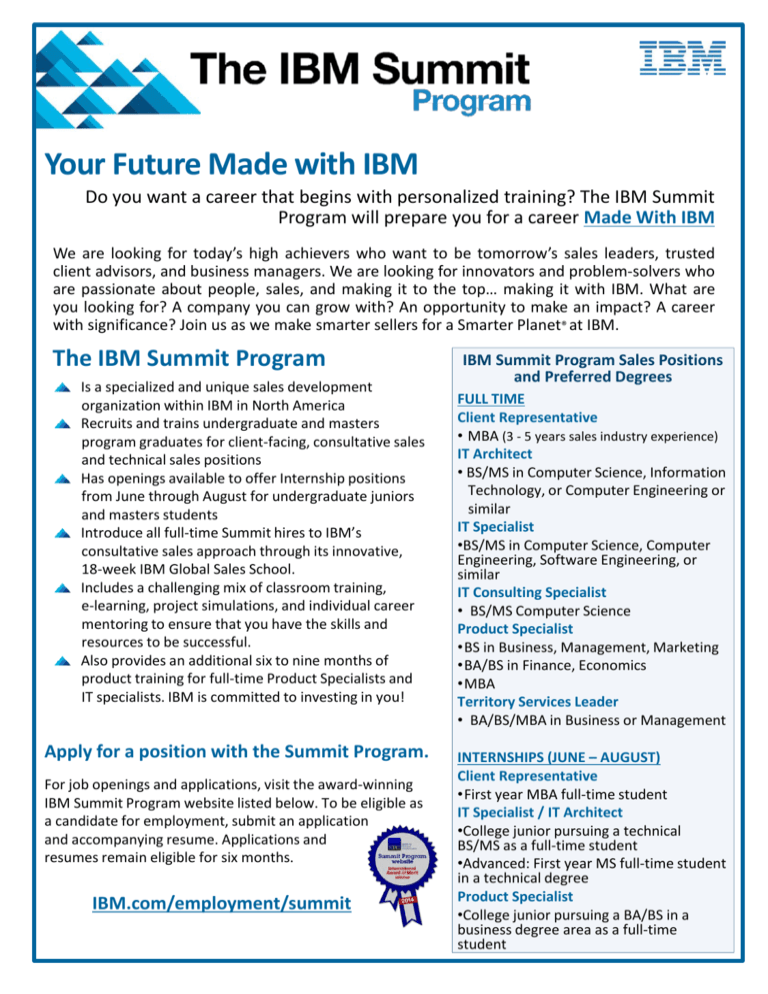 The IBM Summit Program