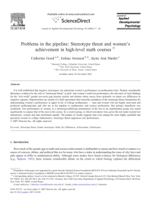 Problems in the pipeline: Stereotype threat and women's