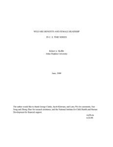 WELFARE BENEFITS AND FEMALE HEADSHIP IN U .S. TIME