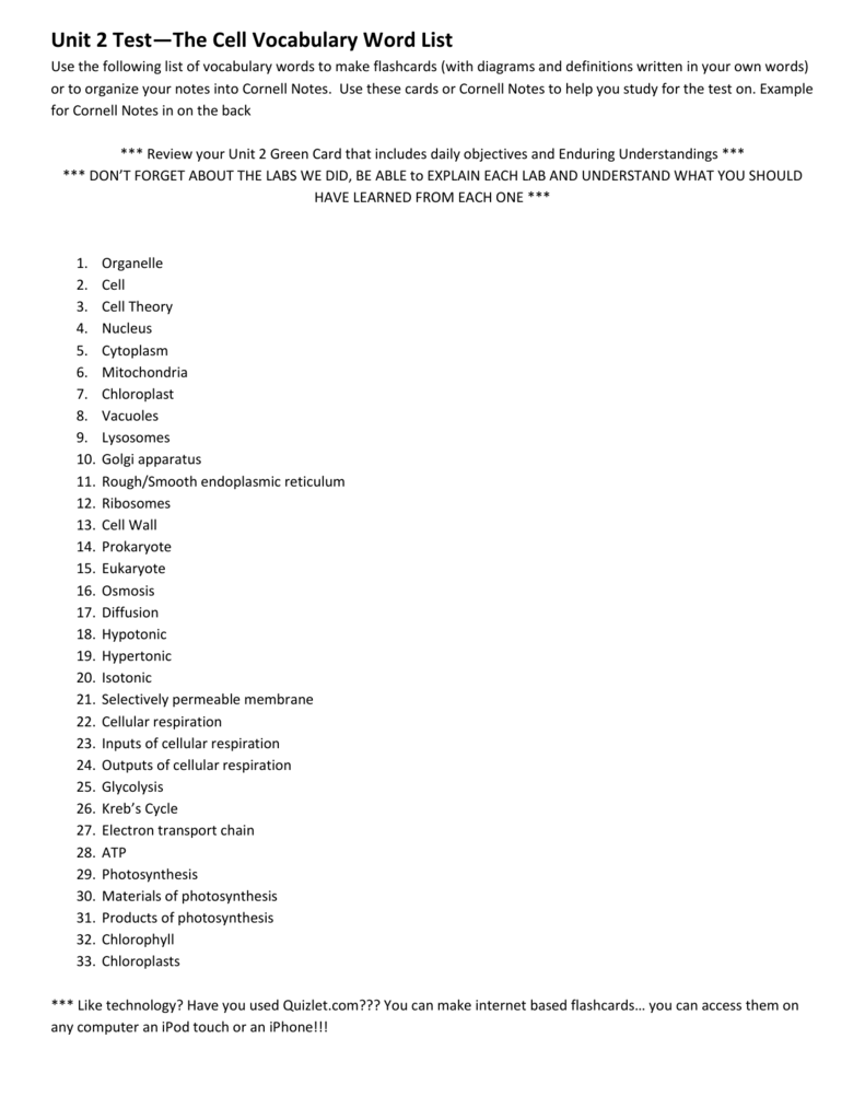 cell unit activity #2 answers