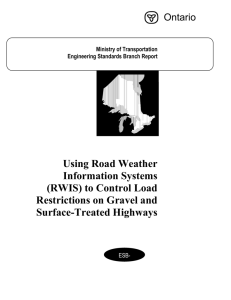 Using Road Weather Information Systems (RWIS) to