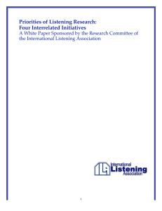 Priorities of Listening Research - International Listening Association