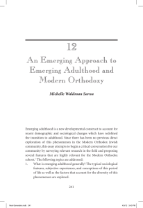 An Emerging Approach to Emerging Adulthood and Modern Orthodoxy
