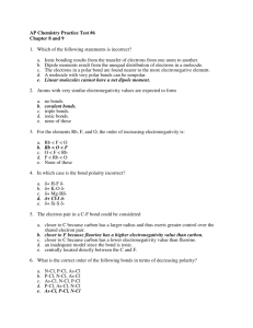 AP Chemistry Practice Test #6 Chapter 8 and 9