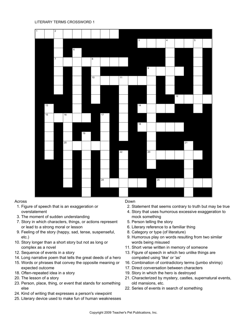 10 Literary Crossword Puzzle Pictures