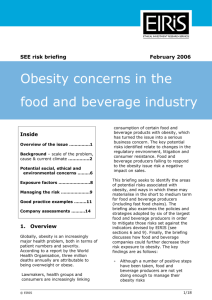 Obesity concerns in the food and beverage industry