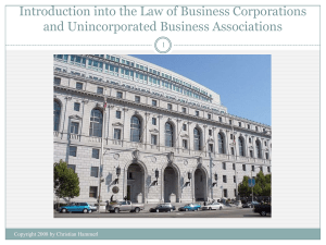 Introduction into the Law of Business Corporations and