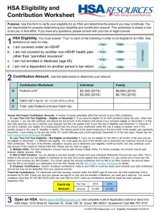HSA Eligibility and Contribution Worksheet