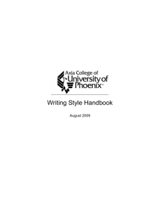 Writing Style Handbook - Student and Faculty Portal