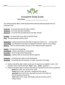 Ecosystem Study Guide