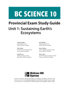 Provincial Exam Study Guide Unit 1: Sustaining Earth's Ecosystems