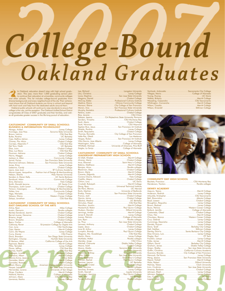 OUSD 2007 Grads 01 qxd Oakland Unified School District OUSD 2007 Grads 01 qxd Oakland Unified School District