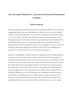 The New Johari Window #6: Awareness of Self and the Postmodern