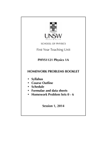 Physics 1A Homework booklet 2013