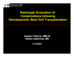 Radiologic Evaluation of Complications following Hematopoietic
