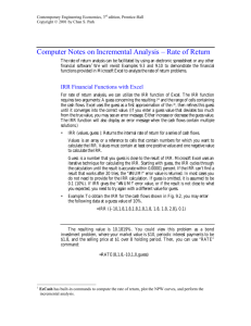 Computer Notes on Incremental Analysis – Rate of Return