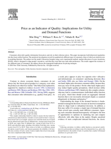 Price as an Indicator of Quality: Implications for Utility and