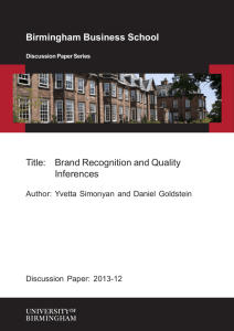 Brand Recognition and Quality Inferences