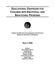 Educational Strategies For Children With Emotional And Behavioral