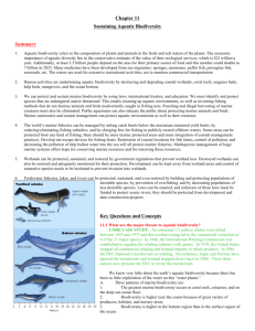 Chapter 11 Sustaining Aquatic Biodiversity Summary Key Questions
