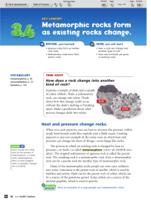 Metamorphic rocks form as existing rocks change.