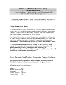 Subject Guide #2 for Company Information and Economic Data