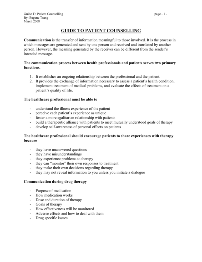 patient counselling case study