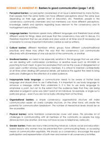 MODULE 1.4, HANDOUT #1: Barriers to good communication (page