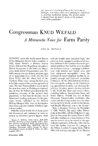 Congressman Knud Wefald, a Minnesota voice for farm parity.