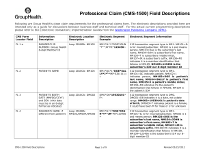 Professional Claim (CMS-1500) Field Descriptions
