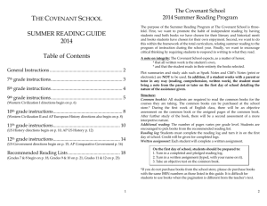 SUMMER READING GUIDE 2014 Table of Contents