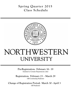 Northwestern University Spring Quarter 2015 Class Schedule
