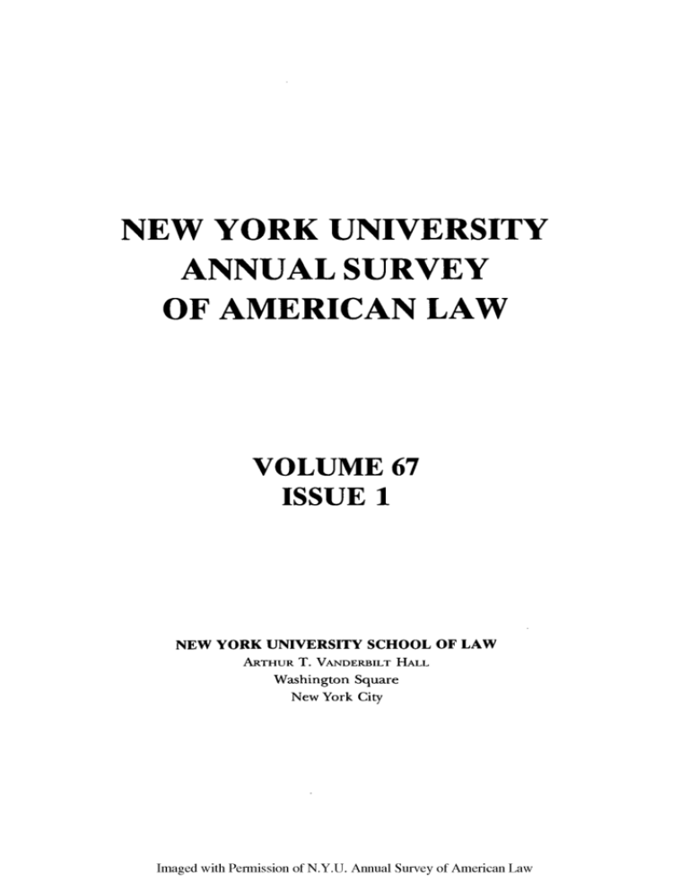 New York University Annual Survey Of American Law