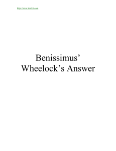 Benissimus' Wheelock's Answers