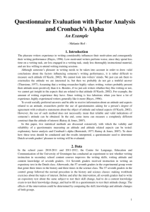 Questionnaire Evaluation with Factor Analysis and Cronbach's Alpha