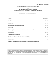 SAS300 Audit risk assessments and accounting and internal control