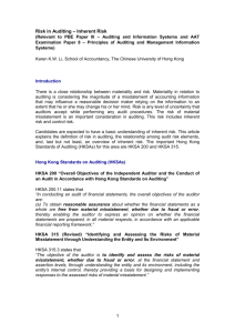Risk in Auditing - Inherent Risk - Hong Kong Institute of Accredited