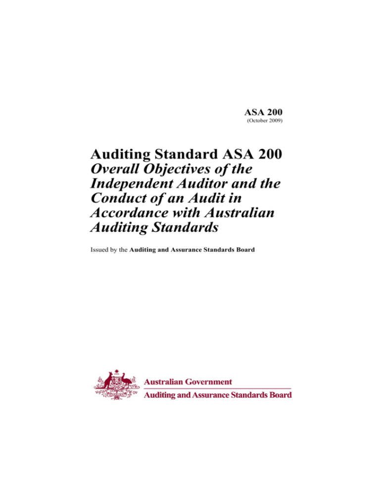 ASA 200 Auditing and Assurance Standards Board