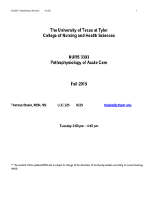 Pathophysiology of Acute Care - The University of Texas at Tyler