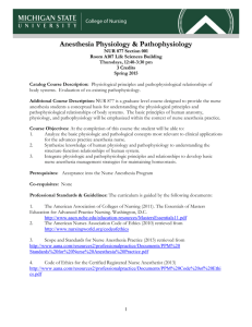Section 001: Anesthesia Physiology & Pathophysiology