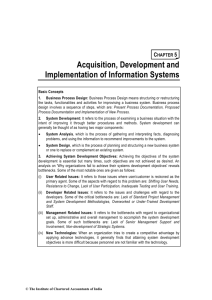Acquisition, Development and Implementation of Information Systems