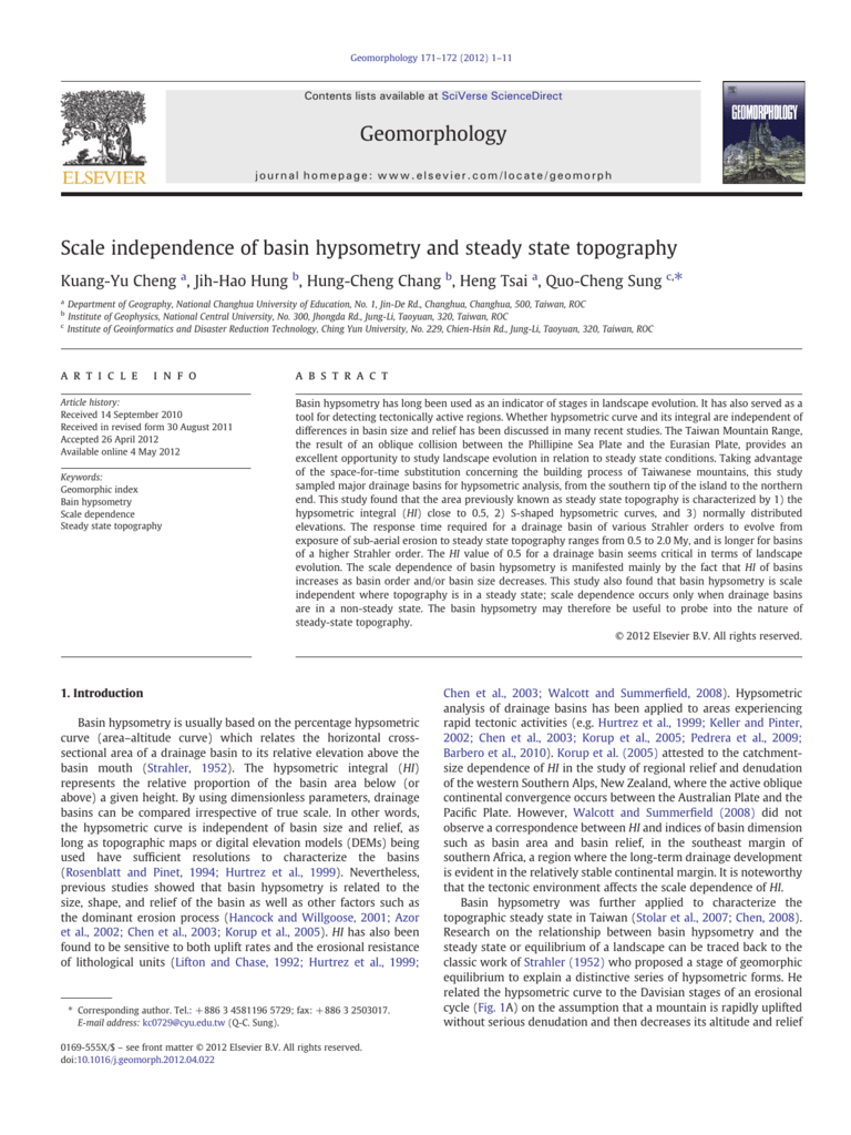 Scale independence of basin hypsometry and steady state topography