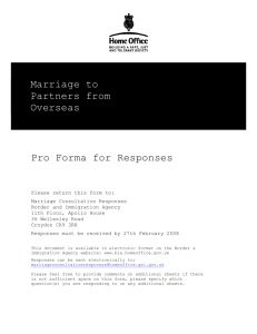 Marriage to Partners from Overseas Pro Forma for Responses