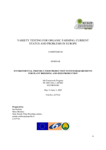 VARIETY TESTING FOR ORGANIC FARMING: CURRENT STATUS