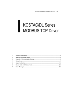 KOSTAC/DL Series MODBUS TCP