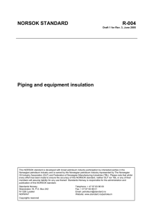 NORSOK STANDARD R-004 Piping and equipment insulation