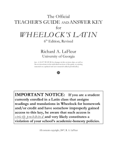 Introduction - Wheelock's Latin
