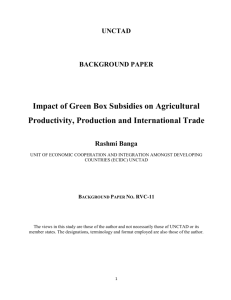Impact of Green Box Subsidies on Agricultural Productivity