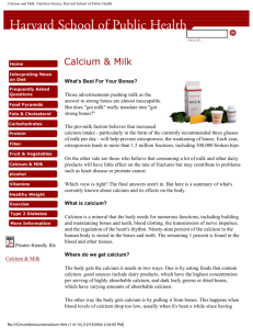 Calcium and Milk: Nutrition Source, Harvard School of Public Health