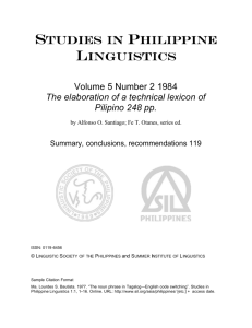 STUDIES IN P HILIPPINE LINGUISTICS